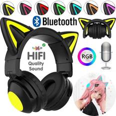 Headphones Prisma Foldable Head-mounted Cat Ear LED Glowing Bass
