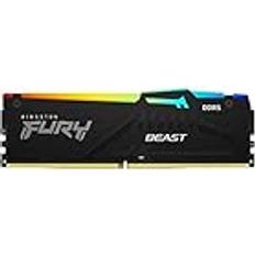 RAM Memory Kingston Fury Beast Schwarz RGB XMP 16GB 6400MT/s DDR5 CL32 DIMM Desktop Gaming Speicher Einzelnes Modul KF564C32BBA-16