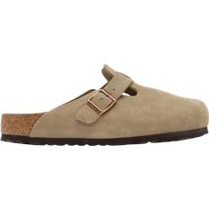 Brown - Men Outdoor Slippers Birkenstock Boston Soft Footbed Suede Leather - Taupe