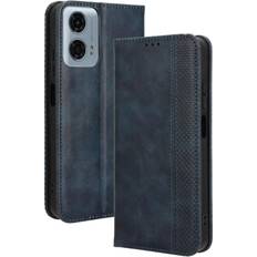 Blue Case For Motorola MOTO G34 5G Wallet Magnetic Closure PU Leather