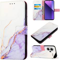 GANGXUN Purple Case For Xiaomi Redmi Note 13 Pro Plus 5G PU Leather Marble Pattern Kickstand Wallet