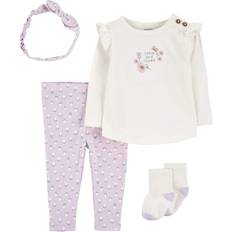 Florals Children's Clothing Carter's Baby Girls 4-Piece Floral Outfit Set 9M Purple/White