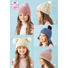 Yarn & Needlework Supplies King Cole 5100 Aran Pattern Girls Boys Hats & Helmet