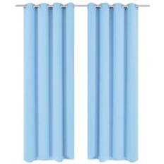 VidaXL Green Curtains vidaXL Blackout Curtains with Metal Eyelets 135x175 cm Turquoise