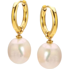 Baroque Hoops - Gold/Pearl