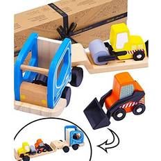 Jaques of London Wooden Toy Cars Quality Toddler Toy Cars for Boys and Girls Construction Car Toys for 2 3 4 Year Olds Low Loader Truck