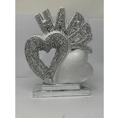 Jayogla Crystallized Silver Crushed Diamond Heart With Happy Sign Wall Decor