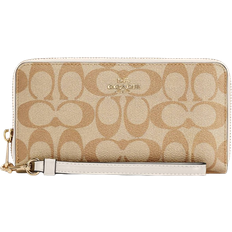 Coach Long Zip Around Wallet In Signature - Gold/Light Khaki Chalk