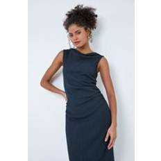 Dusk Ruched Cowl Neck Midi Dress Navy