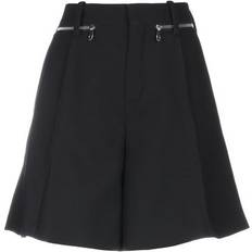 Chloé Zip Detailed Wool Crepe Shorts - Black