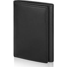 Wallets TSV TSV PU Leather Wallet for Men Short Trifold Wallet Multi-Slots Slim Credit Card Holder Black