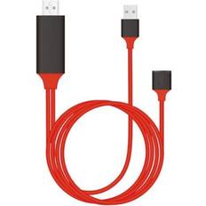 HOD Health & Home Standard, Usb Male Female To Hdmi Adapter Cable 1M Red