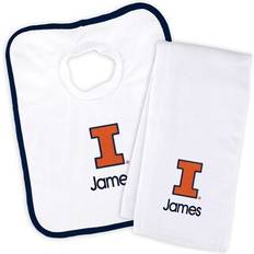 Baby Dinnerware Chad & Jake Newborn Infant White Illinois Fighting Illini Personalized Bib Burp Cloth Set