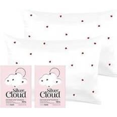 Silver Pillow Cases Cloud Heart Print Satin Pillow Case Silver