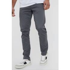 'Castello' Cotton Slim Fit Chino Trousers With Stretch Grey 38R