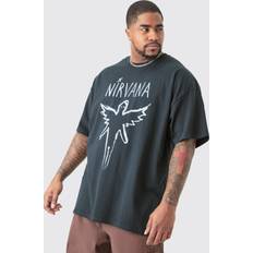 boohooMAN Plus Oversize Nirvana License T-shirt - Black