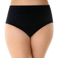 4XL - Women Bikini Bottoms Magicsuit Plus Shirred Bikini Bottom Black