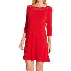 Viscose Nightgowns La Perla Women's 3/4 Sleeve Short Nightgown in Red Tango 41010 HerRoom.com