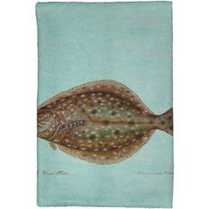 Turquoise Kitchen Towels Betsy Drake KT014C Flounder on Kitchen Towel Turquoise