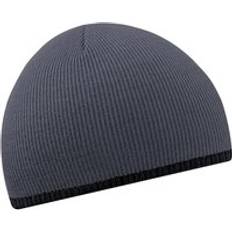 Two-Tone Knitted Winter Beanie Hat Grey One