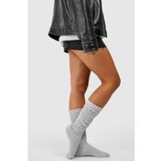 Socks boohoo Single Knitted Slouchy Socks Grey Marl One