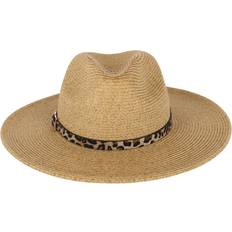 Leopard - Women Hats Karen Keith Women's Braided Toyo Fedora Sun Hat with Leopard Hat Band