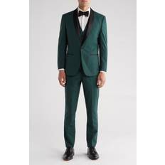 Green - Men Suits Braveman Men's 3-Piece Premium Shawl Lapel Slim Fit Tuxedo Hunter green