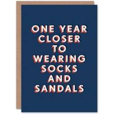 ARTERY8 Birthday Card Closer to Socks and Sandals For Him Man Male Dad Brother Son Papa Grandad Funny Greeting Card Navy One Size