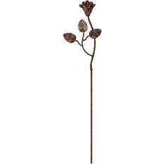 Pink Garden Decorations Garden Pride Rose with Leaf Metal Flower Garden Stakes