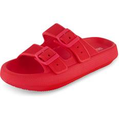 Cushionaire Women's Fame recovery cloud slide sandals with Comfort, Red