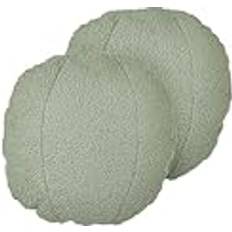 Fundas de cojín Beliani Lote 2 Cojines Decorativos Teddy En Forma Redonda 30 cm De Tela En Color Verde Rutabaga Funda de cojín Verde