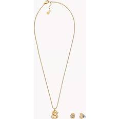 Unisex Jewelry Sets Skagen Women's Lny Gift Set Gold-Tone Stainless Steel Earrings and Necklace, SKJB1017SET