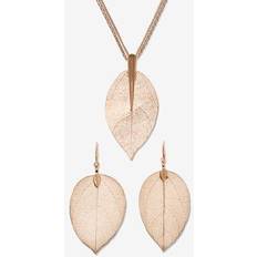 Jewelry Sets Comfortiva Women's Rose Gold-Plated Leaf Necklace Set, Inches, Plus Extension in Rose Gold