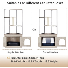 Unipaws Corner Cat Litter Box Enclosure with Cat Tree Tower