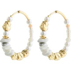 Turkis Øreringe Pilgrim Force Hoop Earrings - Gold/White