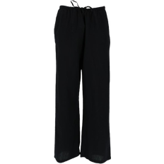 Linen Blend Trousers - Black