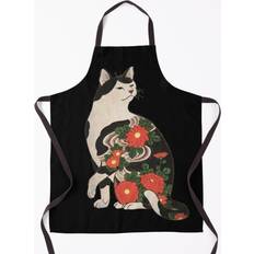 Textiles Famgem Antique Japanese Woodblock with Flower Tattoos Apron