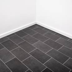 Black Tile Vinyl, 2m x 4m Width Tile Effect Vinyl Flooring Lino Roll 2m & 4m Width