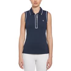 Nylon - Women Polo Shirts Original Penguin Women's Veronica Sleeveless Golf Polo - Black/Iris Blue