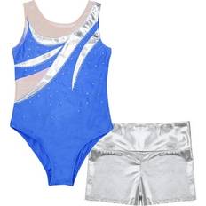 Recycled Materials Bodysuits Children's Clothing iEFiEL iEFiEL Gymnastics Competition Tank Leotard for Kids Girls Metallic Leotard with Shorts Dance Outfit Royal Blue