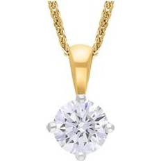 Solitaire Pendant Necklace - Gold/Diamond