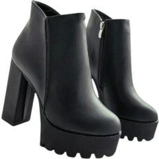 Side Zipper Ankle Boots - Black