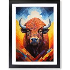 Natur Pur Buffalo Hard Edge Painting No.3 Black Framed Art 34x46cm