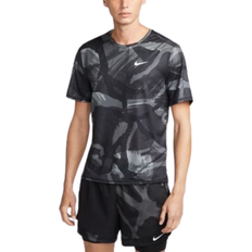 Nike Dri-FIT Miler Men's Short Sleeve Camo Running Top - Black/Reflective Silver