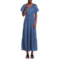 Tommy Hilfiger Elastan/Lycra/Spandex Klänningar Tommy Hilfiger Chambray Short Sleeve Maxi Dress - Medium Benson