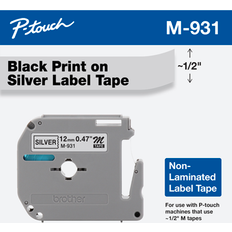 Multicolored Labeling Tapes Brother M-931 Black on Silver Non-Laminated Tape 12mm