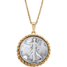 Silver - Unisex Necklaces PalmBeach Genuine Half Dollar Year to Remember Pendant Necklace - Gold/Silver