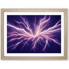 Metro Lane Tremendous Lightning Bolt Oak Framed Art 34x46cm