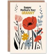 Mother's Day Party Supplies ARTERY8 Mother's Day Greeting Card Granny Flowers Poppy For Gran White One Size