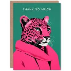 Green Cards & Invitations ARTERY8 Thank You Greeting Card Pink Leopard Fashion For Her Green One Size